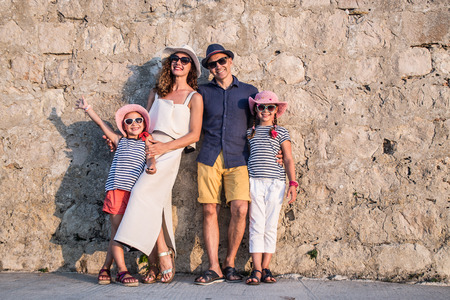 portrait of a family with kids in summertimeの写真素材