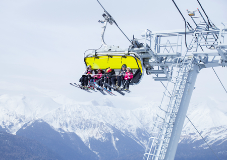 chairlift at a ski resortの写真素材