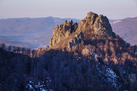 beautiful mountain landscape in the morning sun lightの写真素材