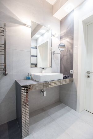modern bathroom interior in white colourの写真素材