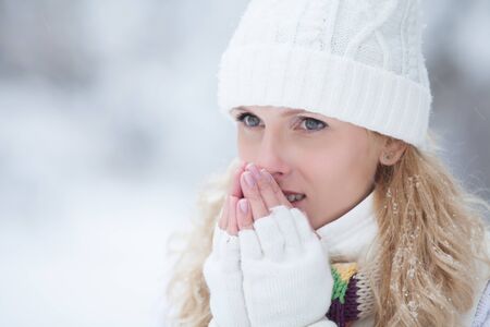 portrait of Woman in winterの写真素材