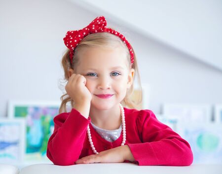 portrait of a little cute ladies fashionistaの写真素材