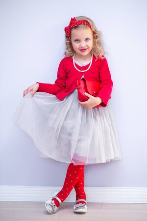 portrait of a little cute ladies fashionistaの写真素材