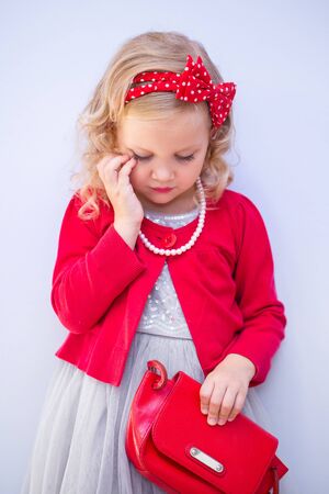 portrait of a little cute ladies fashionistaの写真素材
