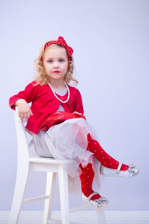 portrait of a little cute ladies fashionistaの写真素材