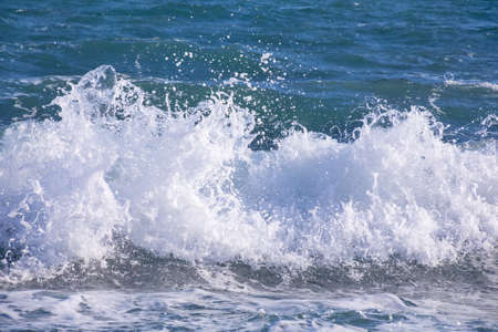 Beautiful forms of sea foam during a stormの写真素材