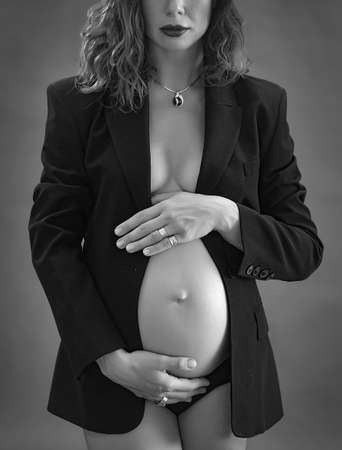 Young beautiful pregnant woman waiting for the birth of her baby.の写真素材