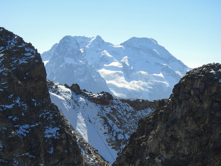 landscape of tops of the snowy mountainsの写真素材
