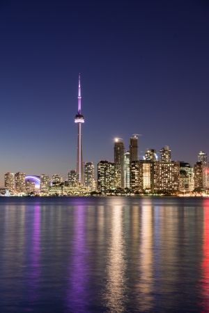 Night scene of downtown Toronto during early winter timeの写真素材