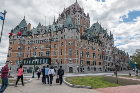 Quebec city, Quebec Province, Canada - May 27, 2013: Frontenac castle grand hotel of Quebec City, July 12, 2013.のeditorial素材