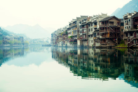 Ancient town at Zhenyuan, Guizhouのeditorial素材