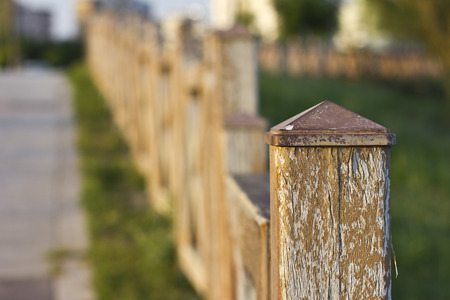 Old wooden railingの写真素材