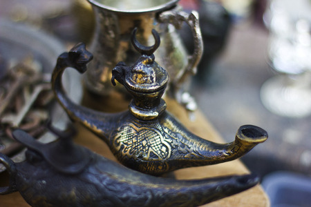 Old ancient antique Aladdin's lampの写真素材