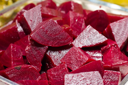 Cooked beets, sliced. Selective focus. Macro shooting.の写真素材