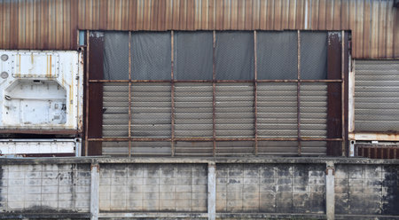 Variety pattern building facade. Old fence wall.の写真素材