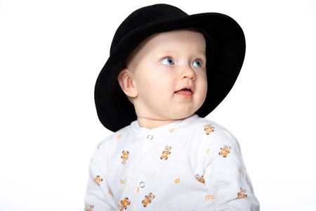 portrait of the small beautiful child of the boy of the isolatedの写真素材