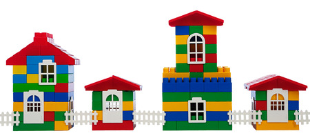 toy colorful  houses isolated on a white backgroundの写真素材