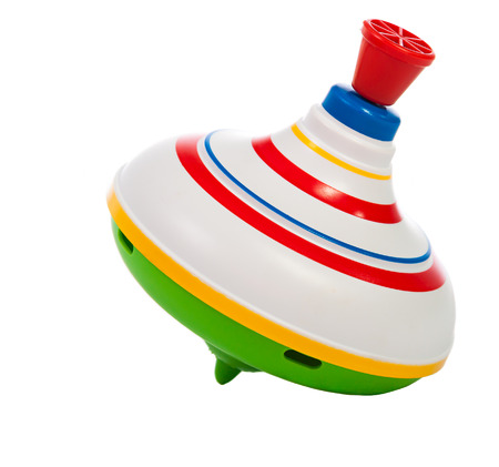 toy spinning top isolated on a white backgroundの写真素材