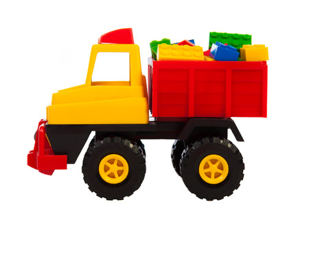 toy car the truck isolated on a white backgroundの写真素材