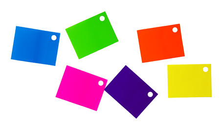 multi colored stickers on a white isolated backgroundの写真素材