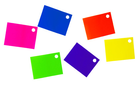 multi colored stickers on a white isolated backgroundの写真素材