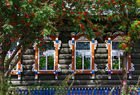 the rural house with shutter  at windowsの写真素材