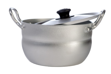 metal pan isolated on a white backgroundの写真素材
