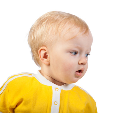 the small beautiful child isolated on a white backgroundの写真素材