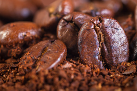 background from the fried coffee beans  macroの写真素材