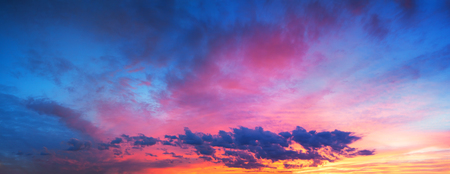beautiful landscape with sky, clouds and sunrise a panoramic view. panorama sunsetの写真素材