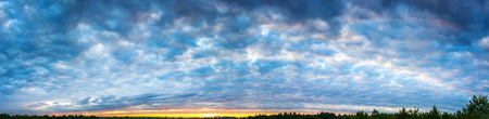 beautiful panorama a landscape with sky and clouds at sunrise, sunset. panoramic view of heaven morning, eveningの写真素材
