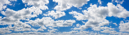 background from blue sky with white clouds. summer landscape panorama. panoramic view skyの写真素材