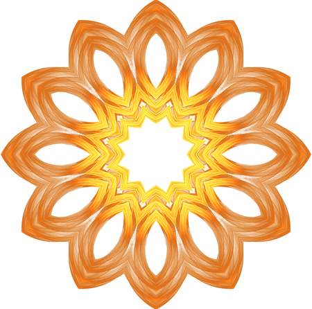 abstract fractal futuristic orange pattern isolated on white background. mandala pattern render of a fractal. digital art design element. abstract flower pattern  kaleidoscopeの写真素材