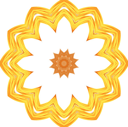 abstract fractal futuristic orange pattern isolated on white background. mandala pattern render of a fractal. digital art design element. abstract flower pattern  kaleidoscopeの写真素材