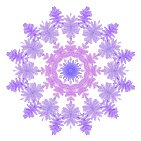 Floral circle  isolated on white background. Round of purple flowers, design elementの写真素材