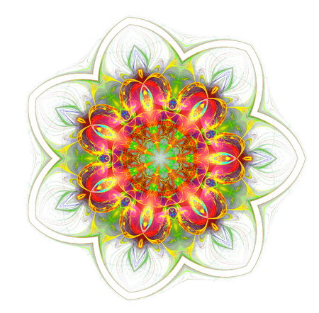 abstract fractal futuristic colorful pattern isolated on white background. fantasy kaleidoscope pattern.  の写真素材