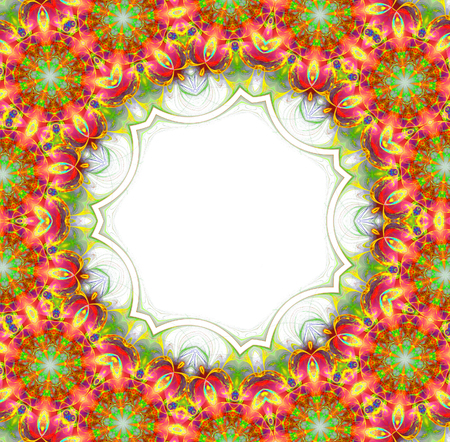 abstract fractal futuristic colorful pattern isolated on white background. fantasy kaleidoscope pattern.の写真素材