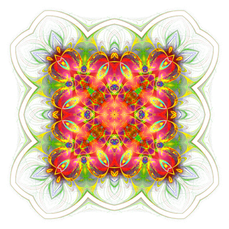 wallpaper with abstract pattern. green red geometric ornament tiles isolated on white backgroundの写真素材