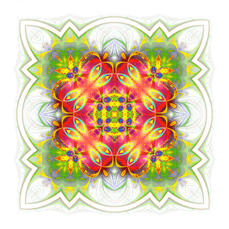 wallpaper with abstract pattern. green red geometric ornament tiles isolated on white backgroundの写真素材