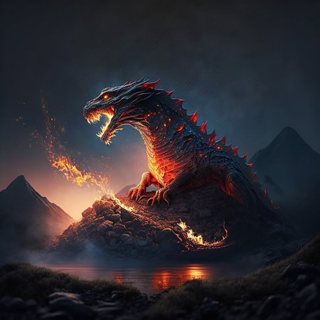 Fire Dragon in the mountainsの素材