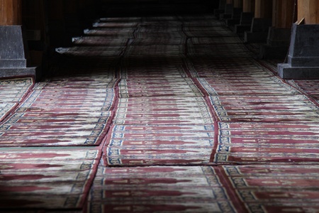 Carpets in a mosque in Srinagarのeditorial素材