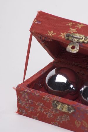 Open box of chinese healing ballの写真素材