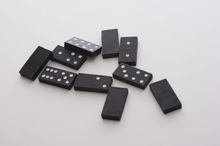 Dominos lay down in a random fashionの写真素材