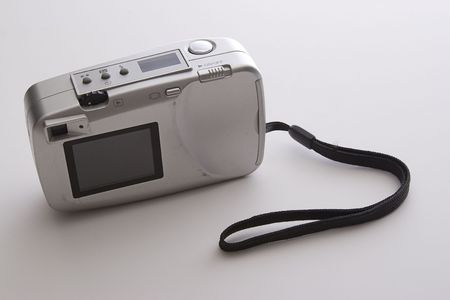 back view of a mall point and shoot digital camera with weathered casingの写真素材