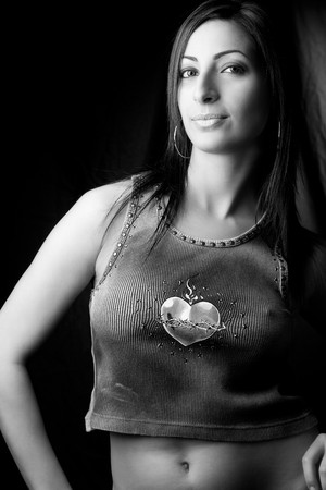 Twenty something fashion model with rocker attitude in black and whiteの写真素材