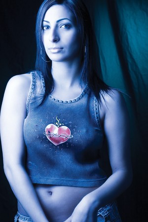 Twenty something fashion model with rocker attitude snobbing the cameraの写真素材