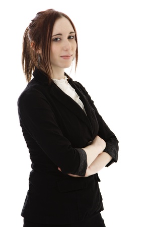Young business woman against white backgroundの写真素材