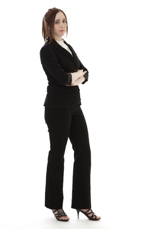 Young business woman against white backgroundの写真素材
