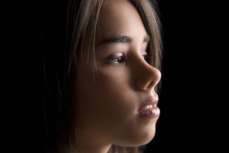 Close up portrait of a teenage girl faceの写真素材