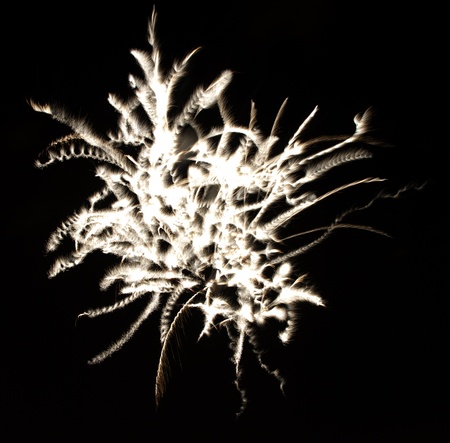 Firework display against black skyの写真素材